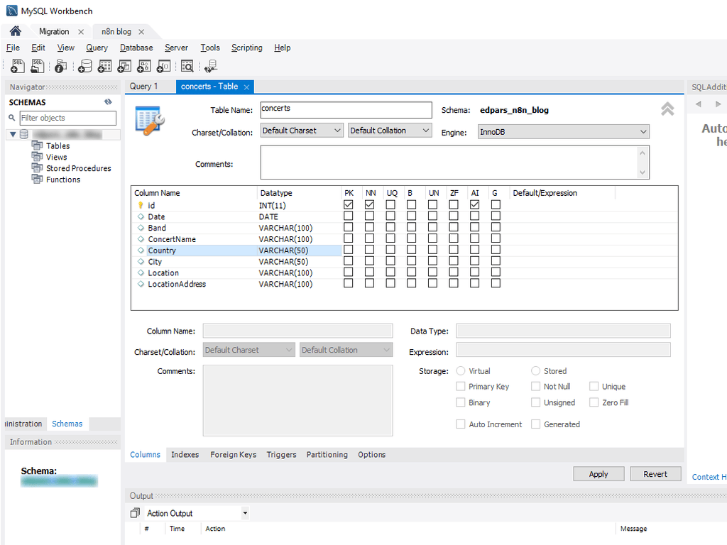 Oracle to Mysql - workbench table