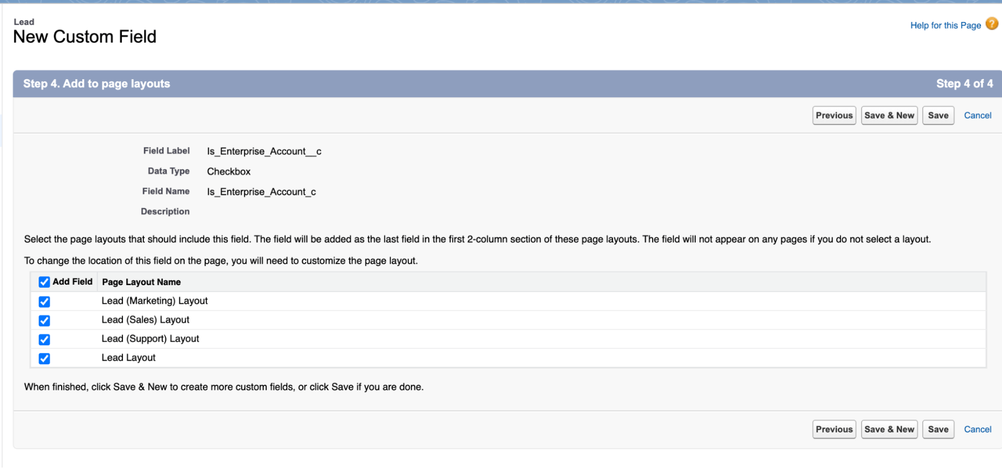 New Custom field for Accounts