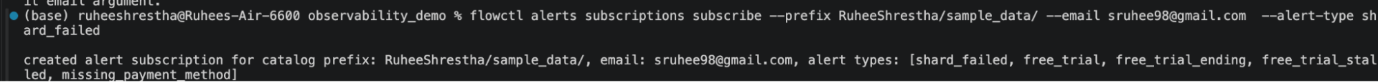 Subscribing to an Estuary alert with flowctl