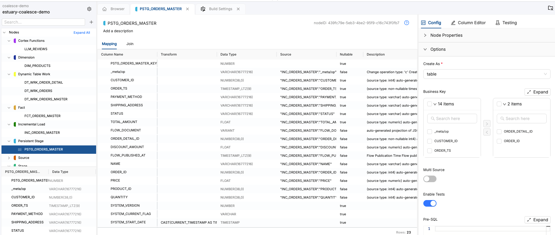 Persistent staging configuration in Coalesce for PSTG_ORDERS_MASTER.png