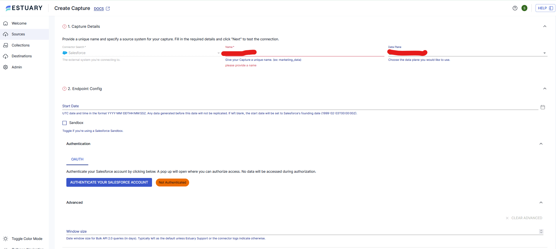 Salesforce Data Capture Config Details