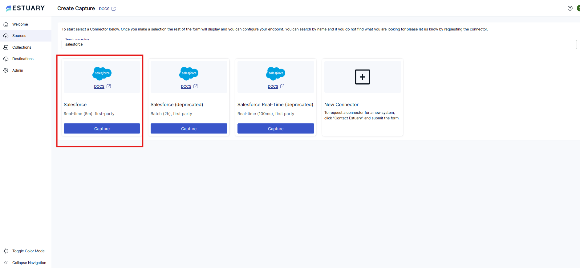Salesforce Real time Data Capture Connector