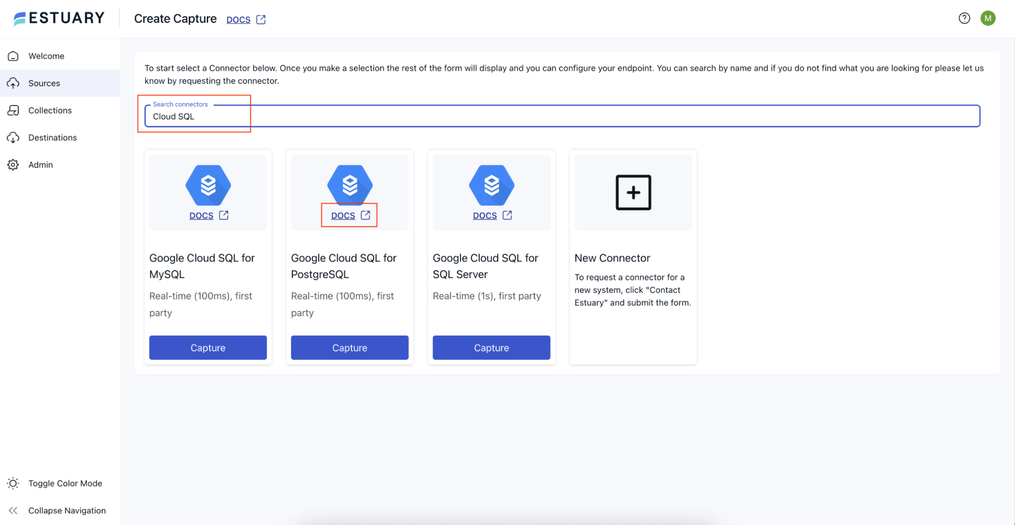 Search for Cloud SQL