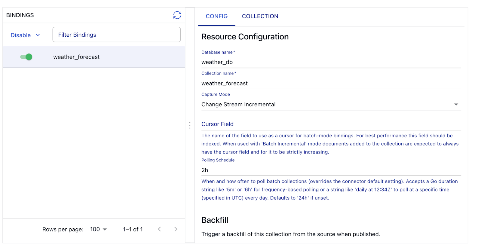 real-time monitoring with databricks and estuary flow - resource config