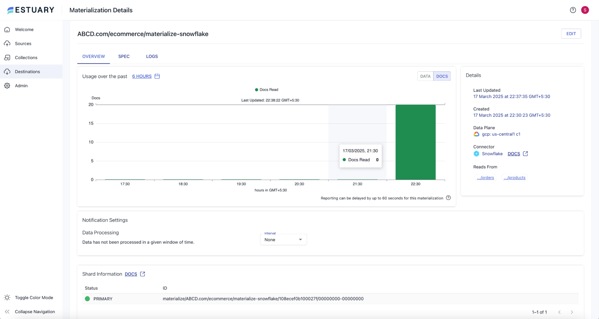 Observe connector statistics