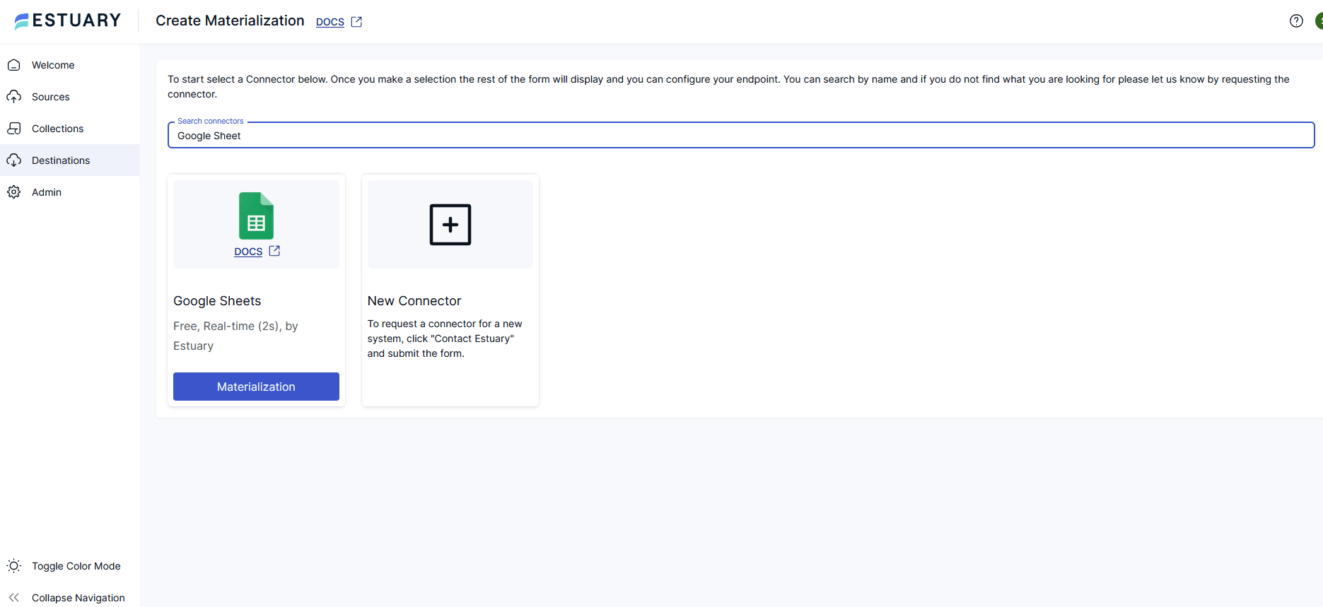 Materialize data to Google Sheets