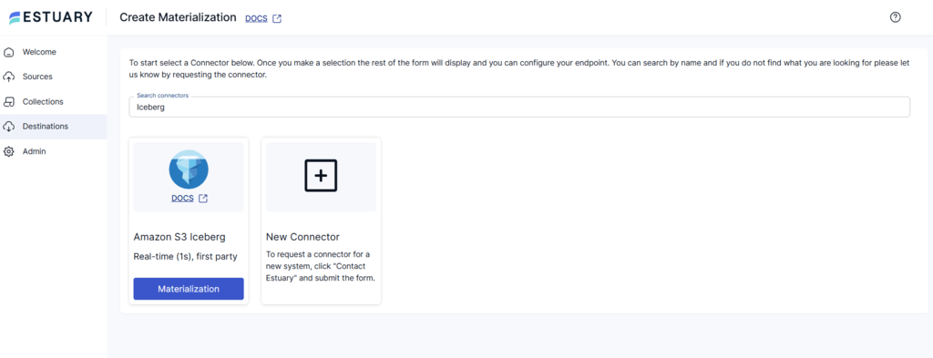 Postgres to Iceberg - iceberg search connector page