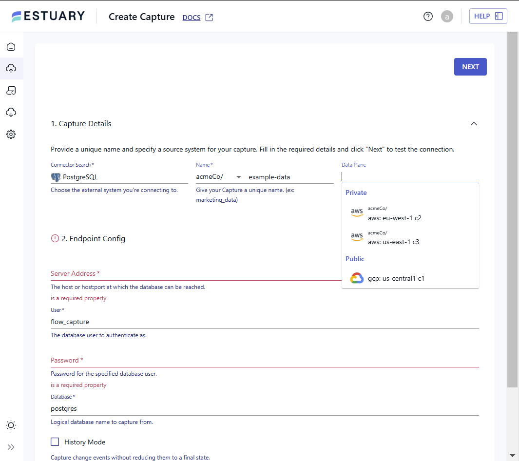 select data planes