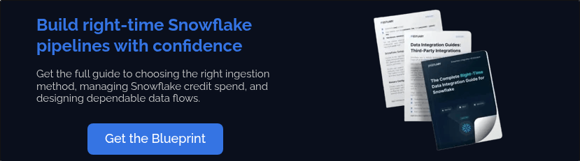 Build right-time Snowflake pipelines with confidence. Get the full guide to choosing the right ingestion method, controlling credit spend, and designing dependable data flows.