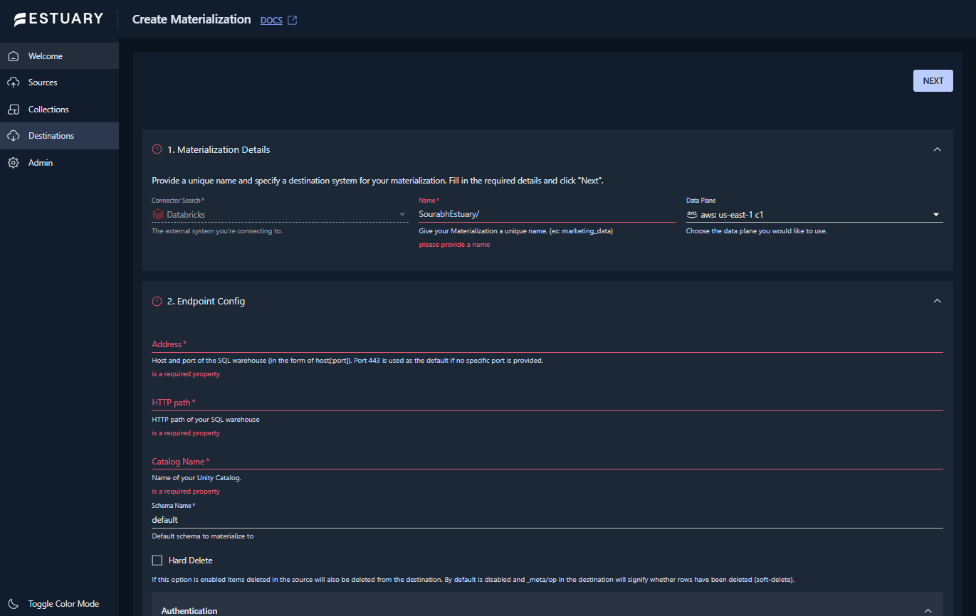 Databricks Configuration Detail
