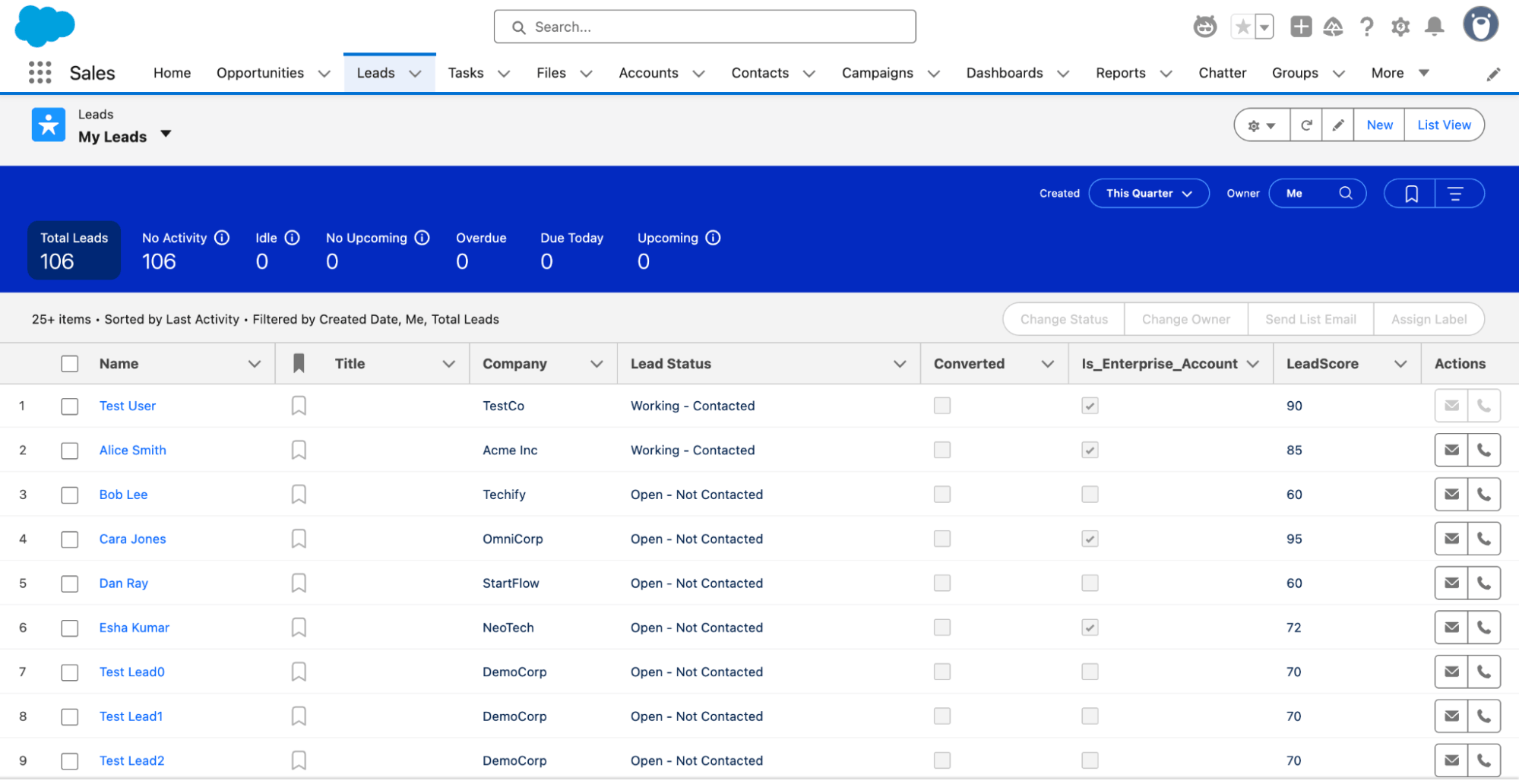 Salesforce leads UI