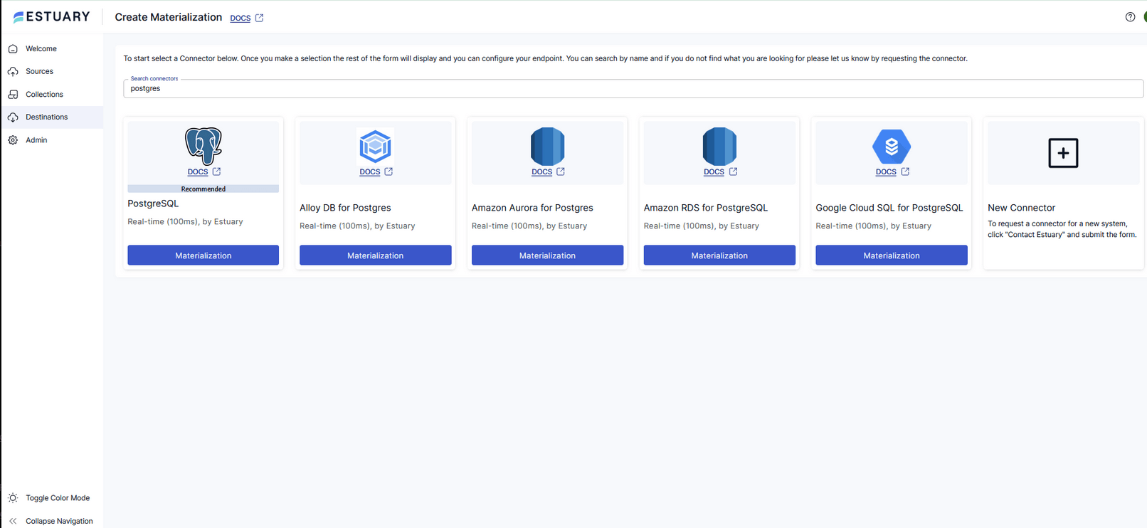 Postgresql Materialization connector configuration