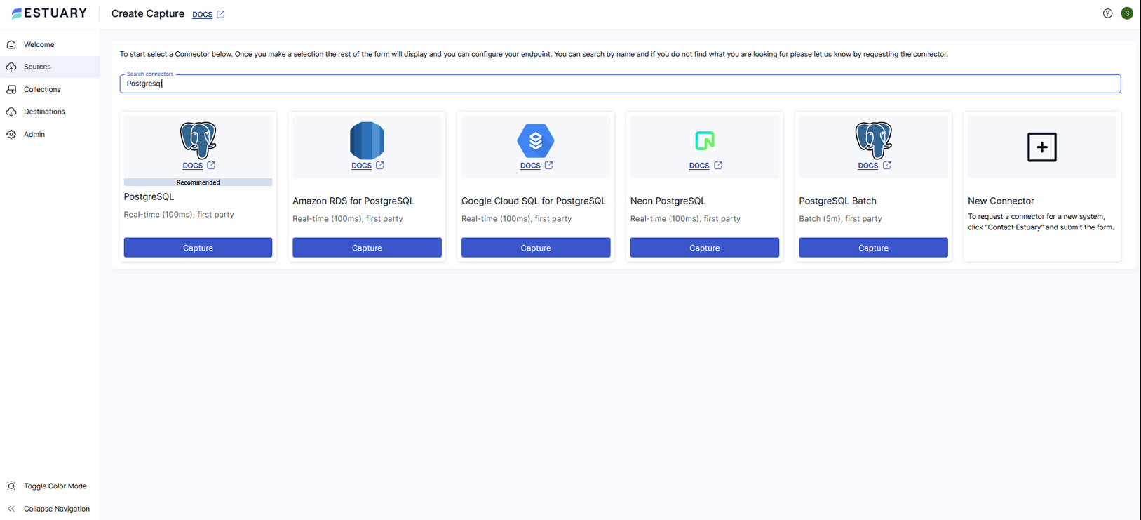 Capture data from PostgreSQL