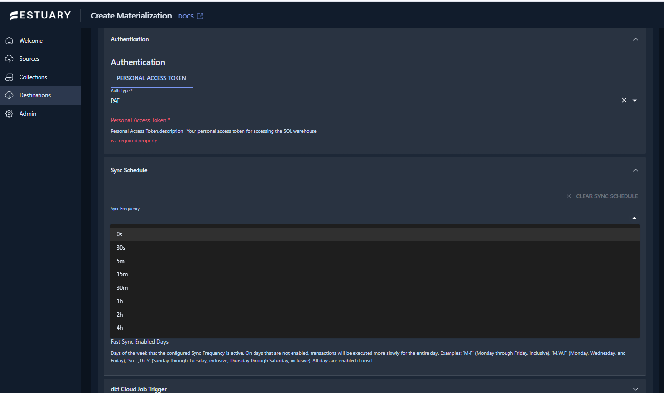 Configure the sync schedule in Databricks