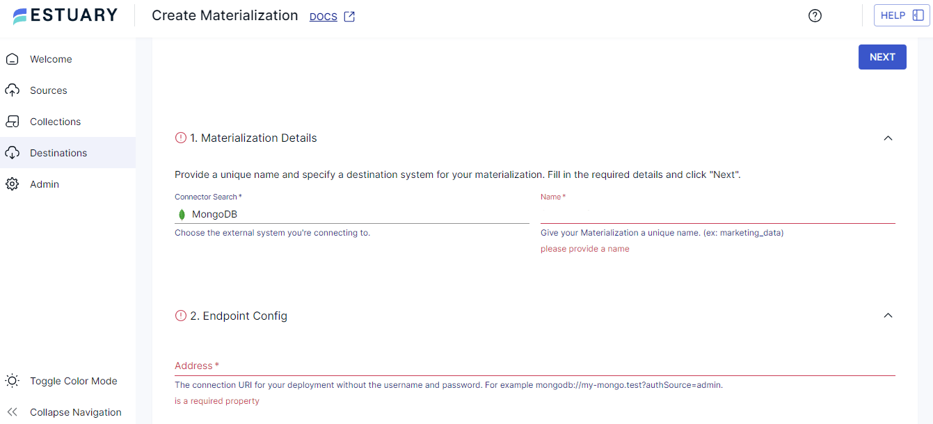 Oracle to MongoDB - MongoDB Destination Configuration