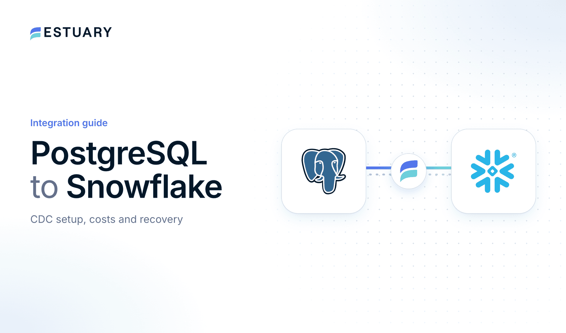 PostgreSQL to Snowflake integration guide cover showing the PostgreSQL and Snowflake logos