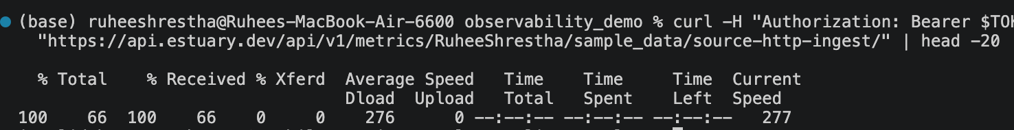 Testing the Estuary OpenMetrics API endpoint