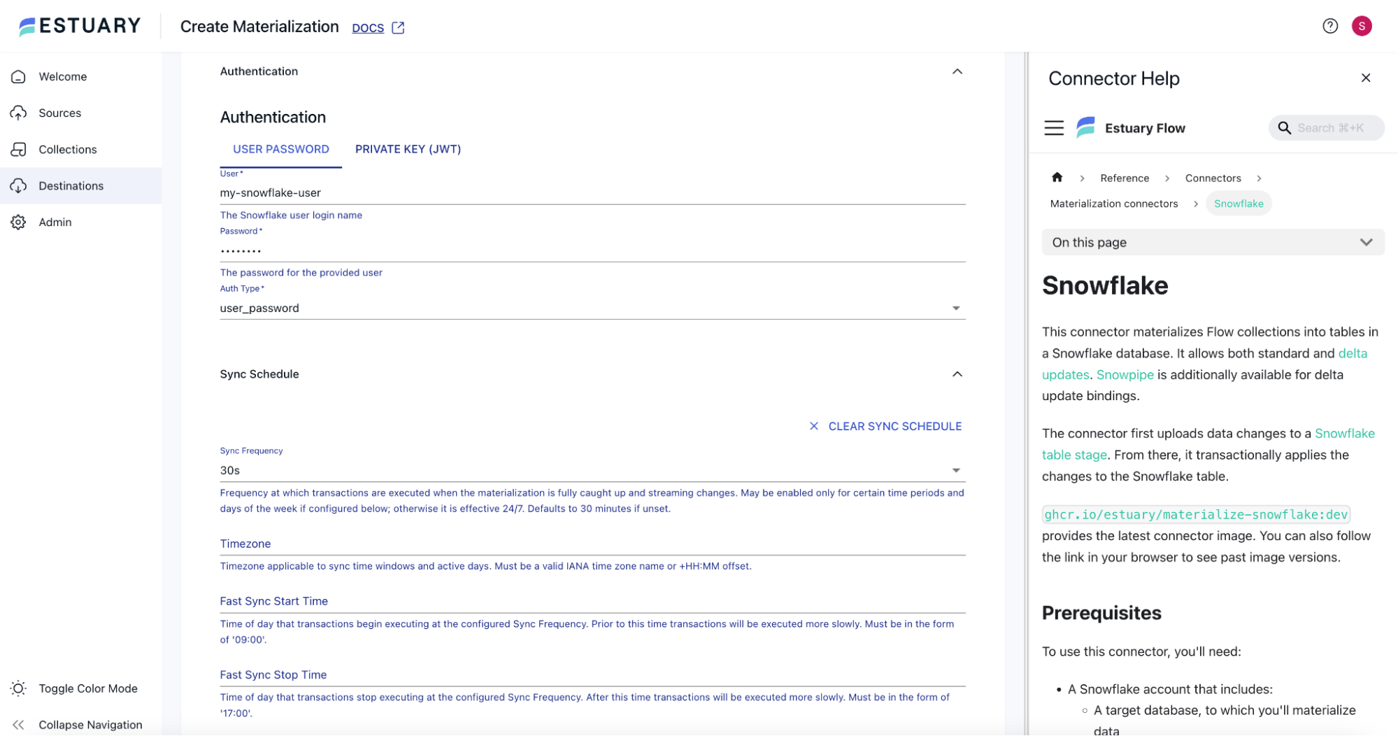 Configure Snowflake sync schedule
