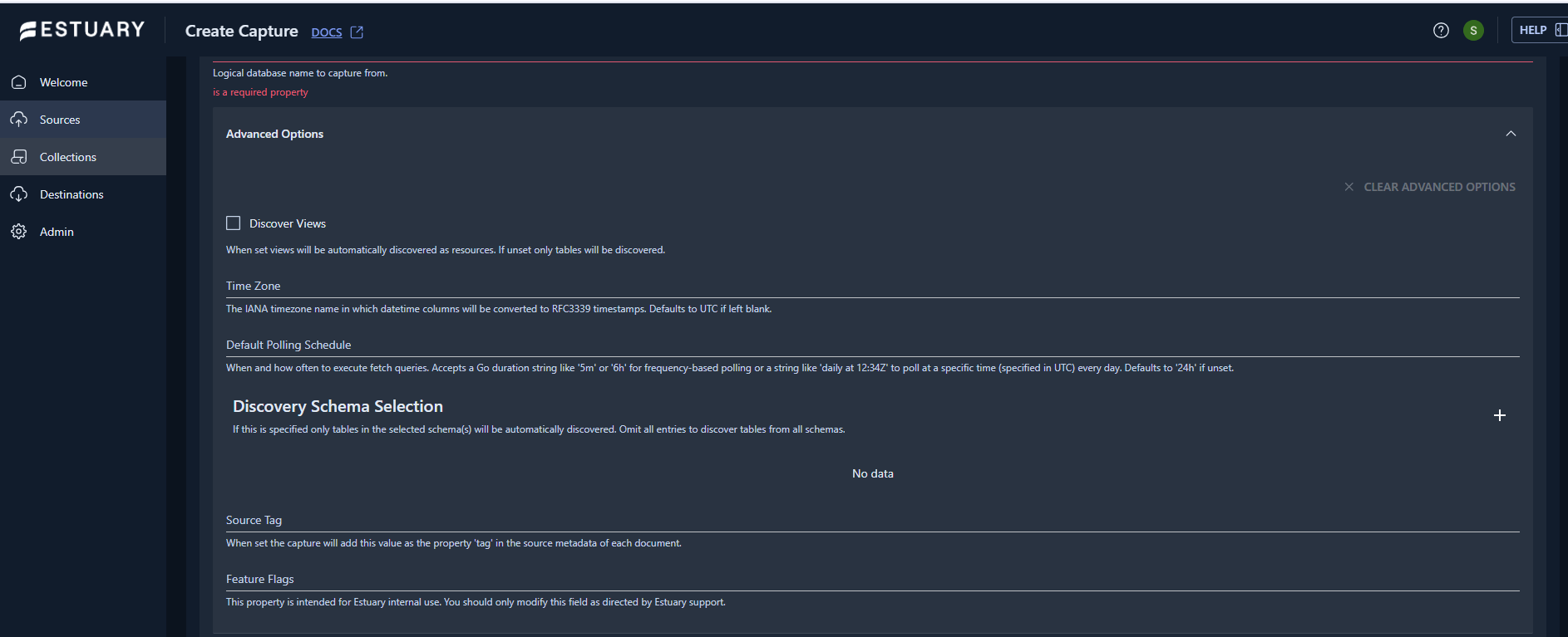 IBM Db2 capture advanced options in Estuary