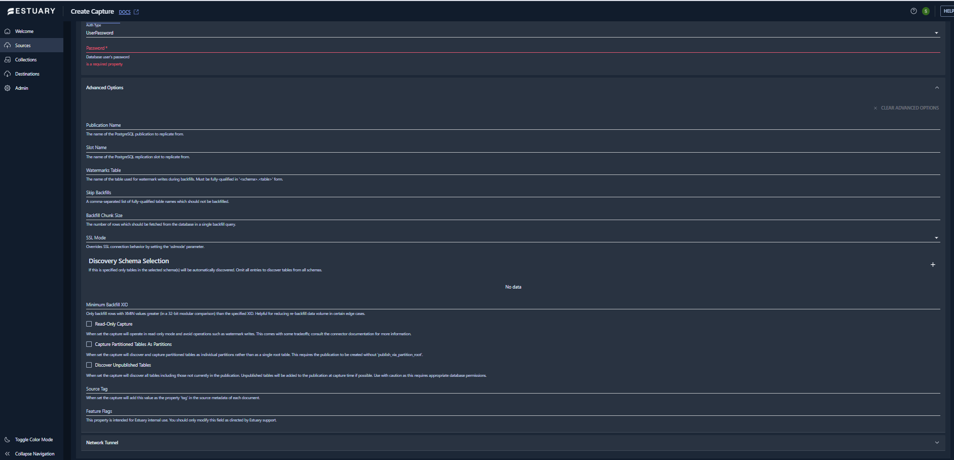 Amazon rds for postgres data capture detail setup in Estuary