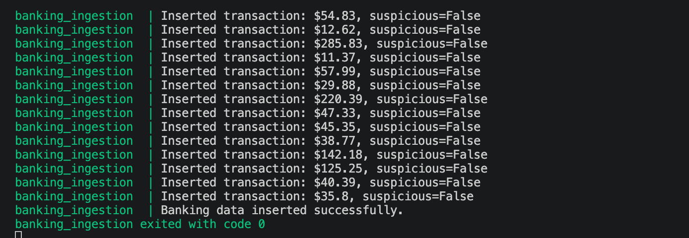 PostgreSQL banking data generator inserting sample transactions