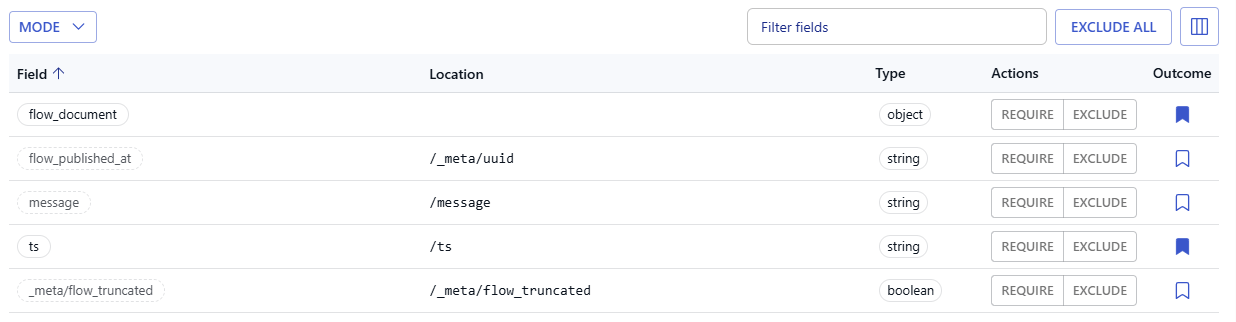 Field selection feature for materializations in Estuary