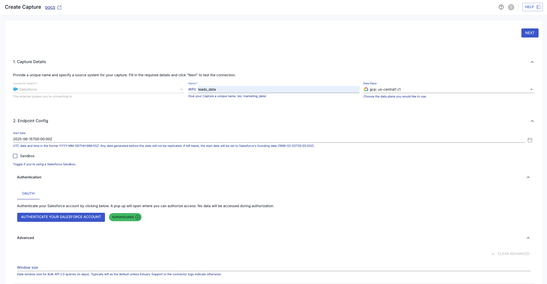 Configure Estuary Salesforce connector