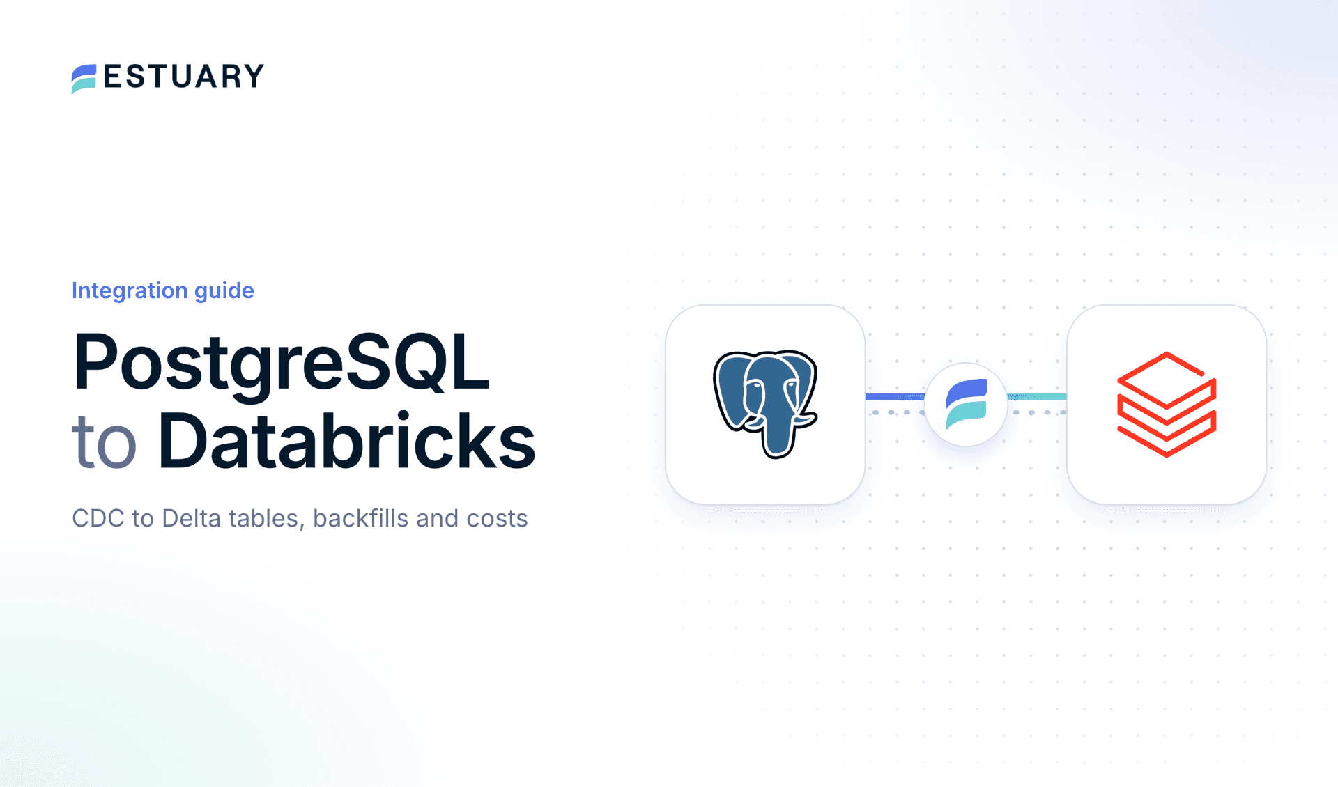 PostgreSQL to Databricks integration guide cover showing the PostgreSQL and Databricks logos