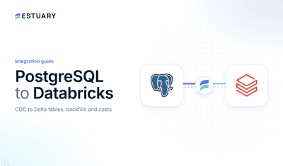PostgreSQL to Databricks integration guide cover showing the PostgreSQL and Databricks logos
