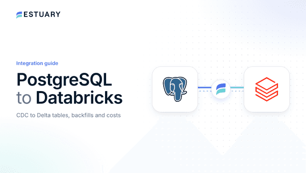 PostgreSQL to Databricks integration guide cover showing the PostgreSQL and Databricks logos
