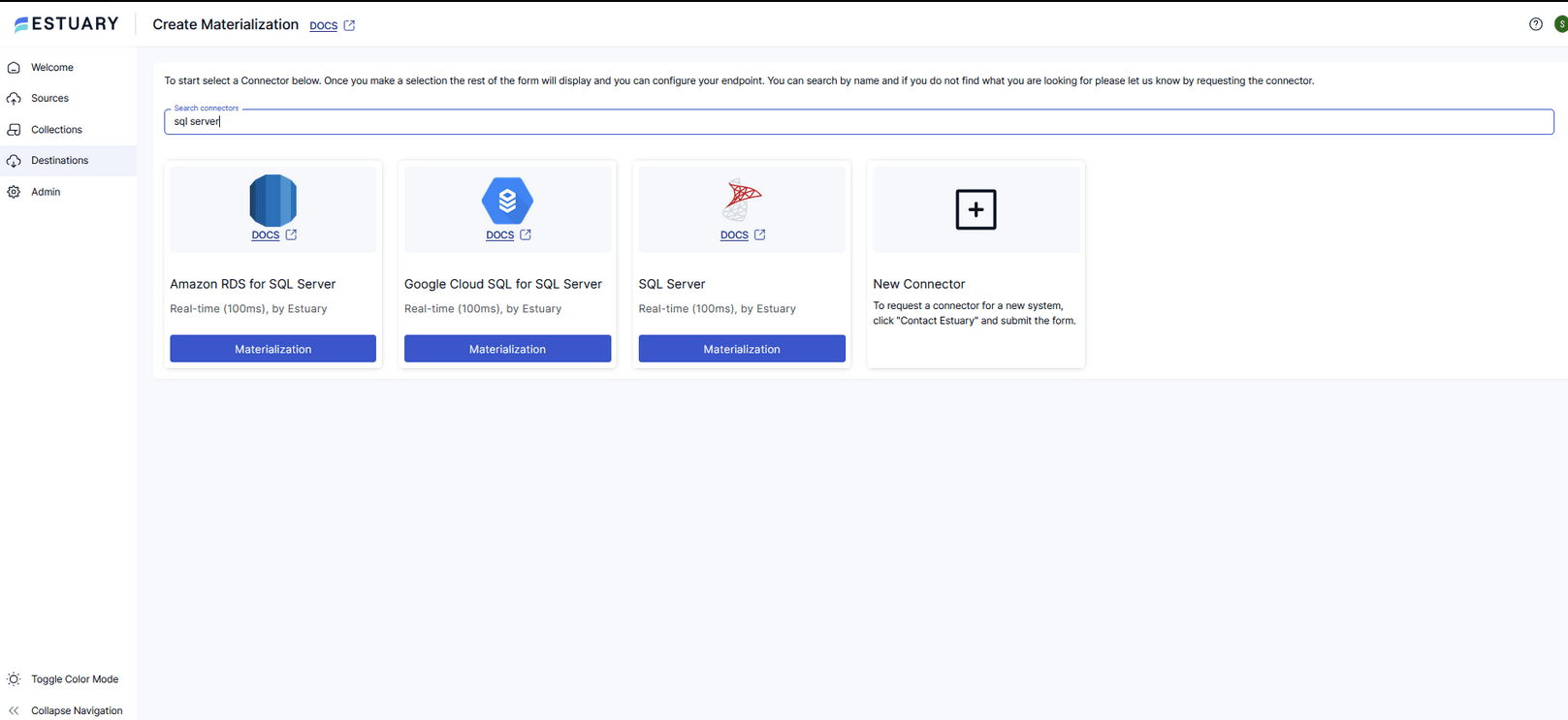 SQL Server Materialization Connector