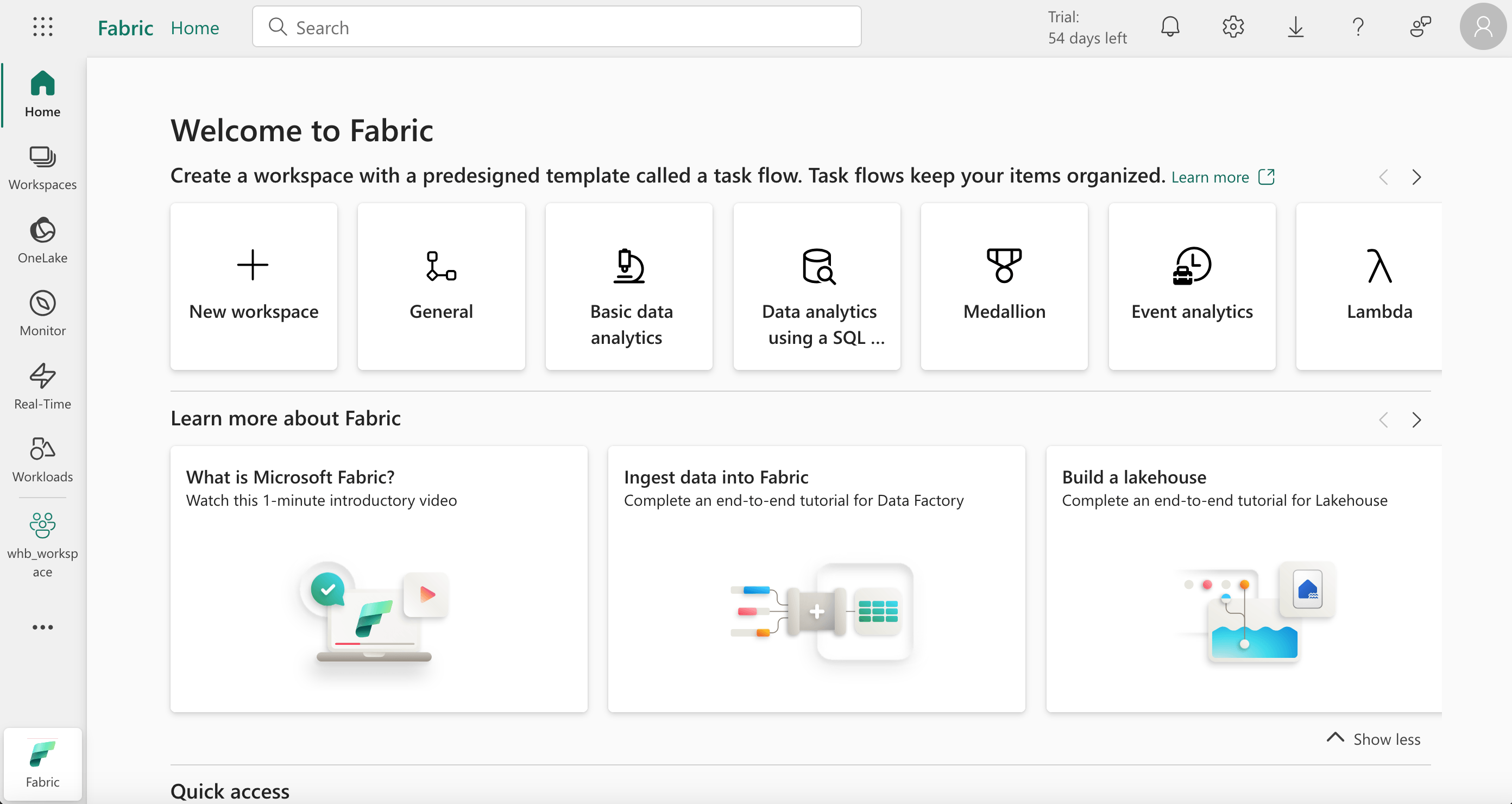 Microsoft Fabric Home Page