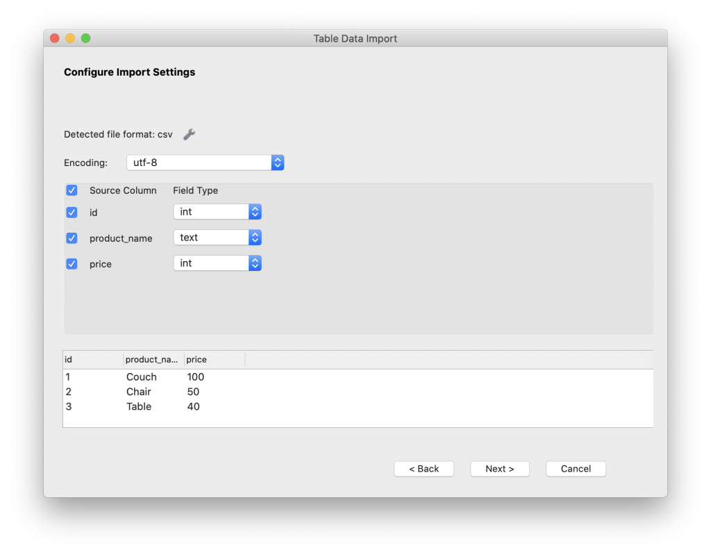 Oracle to Mysql - configure data import