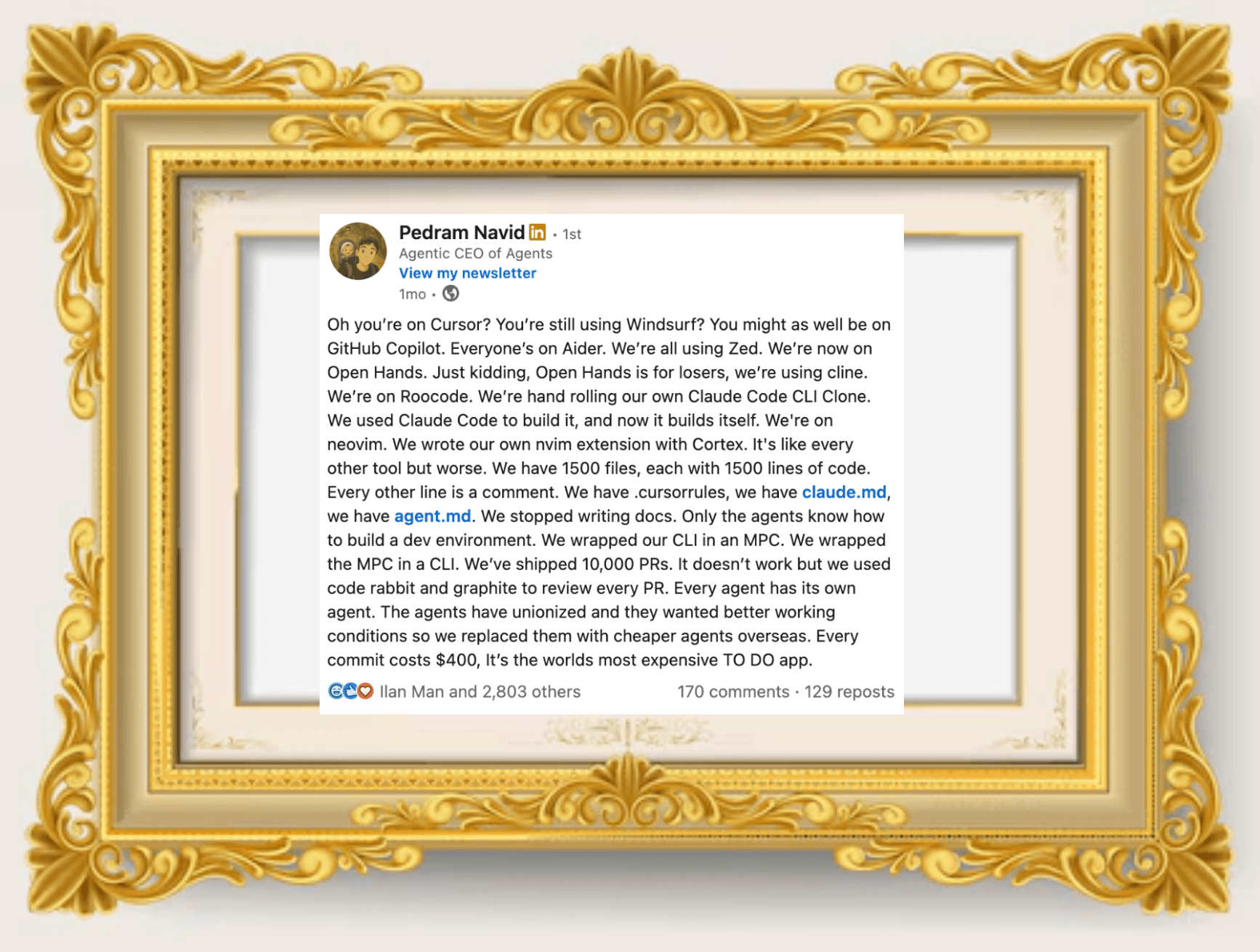 Hall off fame post by Pedram on AI tools